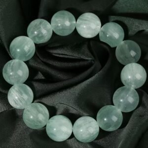Natural Mint Green Rabbit Fur Fluorite Bracelet